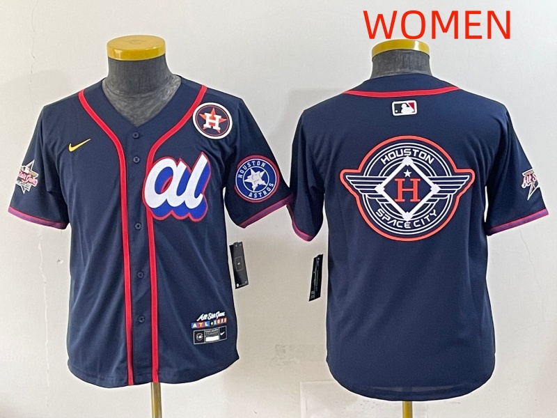 Women 2025 Houston Astros Blank Drak Blue All star Nike MLB Jersey style 004